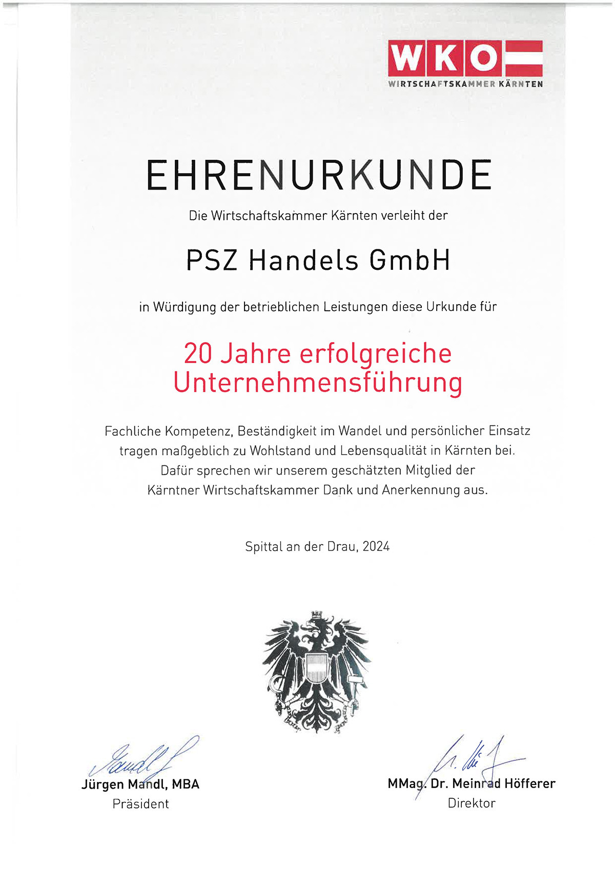Ehrenurkunde
